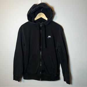 Nike Club Sportswear Fleece Full Zip Hoodie Mens S Black Sweatshirt Jacket *READ